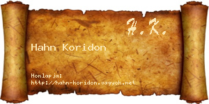 Hahn Koridon névjegykártya